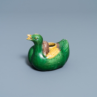 A Chinese sancai-glazed duck-shaped water dropper, Ming