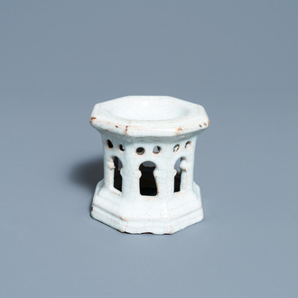 A white Delftware architectural salt cellar, France or Italy, 18th C.