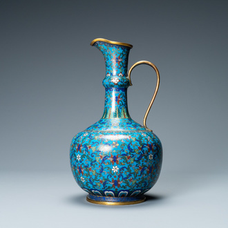 A Chinese cloisonné 'floral scroll' water jug, 18/19th C.
