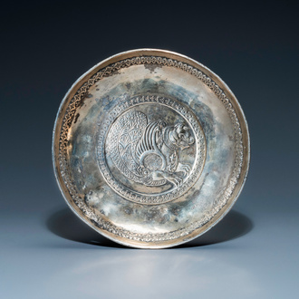 A Sassanian silver 'simurgh' dish, Persia, 6/8th C.