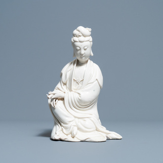 A Chinese Dehua blanc de Chine figure of Guanyin, Kangxi