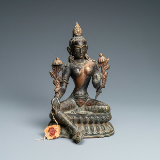 Une figure de Tara en alliage de cuivre, Sino-Tibet, 19ème