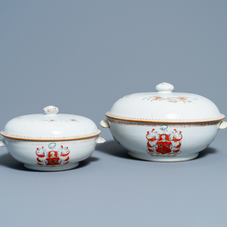 Two Chinese Scottish market Ross of Balnagowan armorial tureens and covers, Qianlong