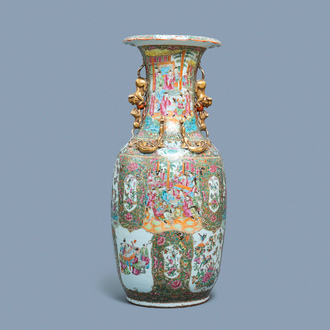 A large Chinese Canton famille rose vase, 19th C.