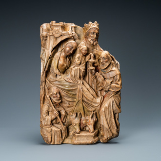 An English alabaster relief of 'The adoration of the magi', Nottingham, 15th C.