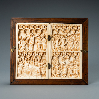 An ivory diptych, Germany, 14th C.