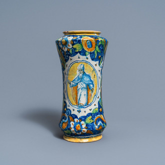 An Italian maiolica albarello, Maestro Domenico workshop, Venice, 16th C.