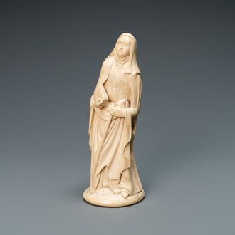 An ivory figure of an abbess, probably Dieppe, France, 19th C.