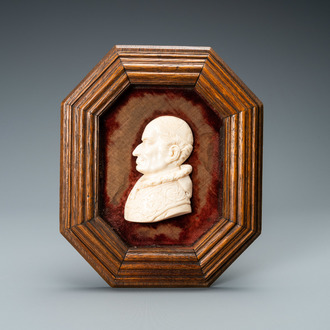An Italian ivory profile bust of a pope, Rome, 19th C.