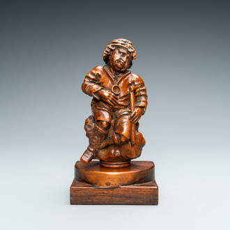 Une statue d'un gueux en buis sculpté, Flandres, 17/18ème