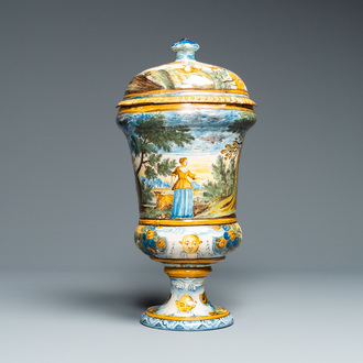 A polychrome urn and cover, Castelli, Italy, 18th C.