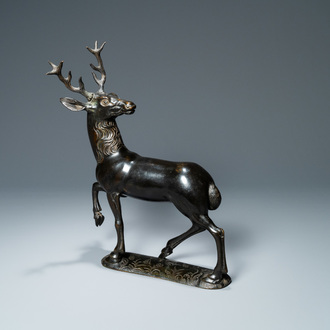 A bronze model of a stag, The Netherlands, 16th C.