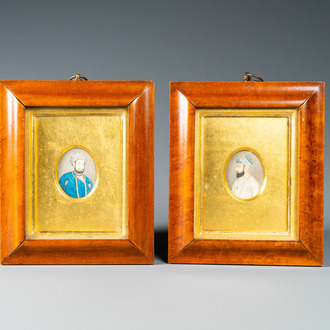 A pair of Mughal miniature portraits on ivory, India, 18/19th C.