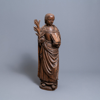 A large oak figure of Saint-Ursula the martyr, 1st half 16th C.