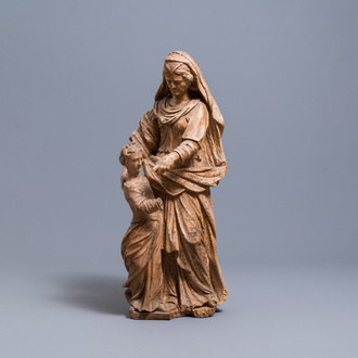 A large limewood group depicting Saint Anne teaching the Virgin Mary, late 16th C.