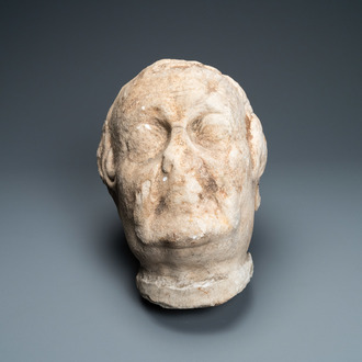 A large marble head of a prelate, Italy, 17th C.