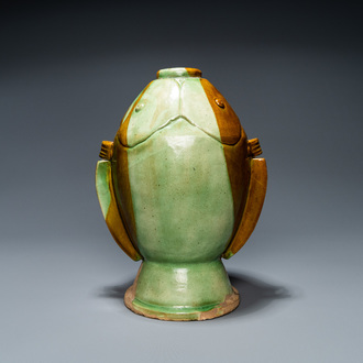 A Chinese sancai-glazed 'twin fish' vase, probably Song