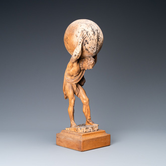 A limewood figure of Atlas carrying the globe, Germany, ca. 1700