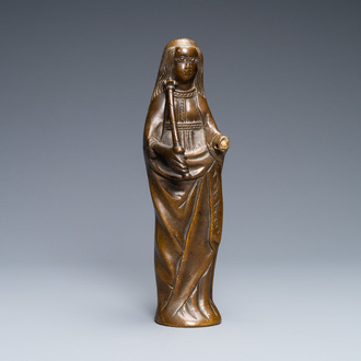 Een bronzen lusterornament in de vorm van een Madonna, Vlaanderen, 16e eeuw