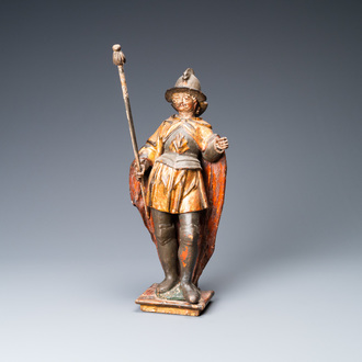 A polychromed and gilded wooden figure of Saint Georges, Southern Germany, 1st quarter 17th C.