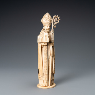 An ivory triptych figure depicting a bishop, Dieppe, France, 19th C.