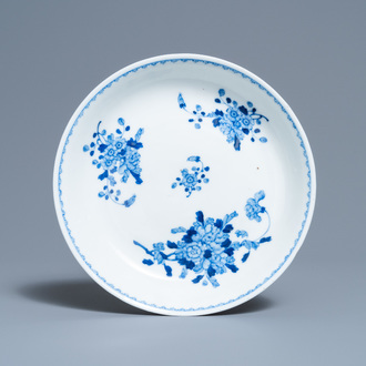 A Chinese blue and white plate with floral design, Guangxu mark and of the period