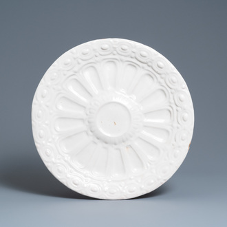 A large monochrome white lobed dish, Saint Jean du Désert or Marseille, France, 17th C.