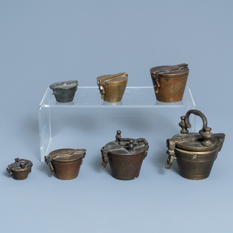 Seven bronze nests of weights, France and/or Germany, 18/19th C.