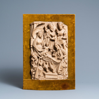 An English alabaster relief of 'The adoration of the magi', Nottingham, 15th C.