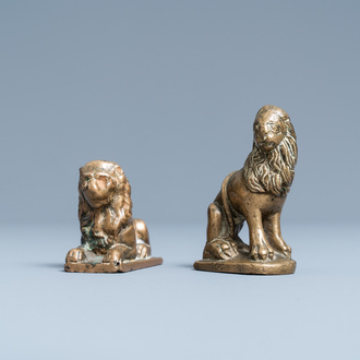 Two small bronze models of lions, 16th C.