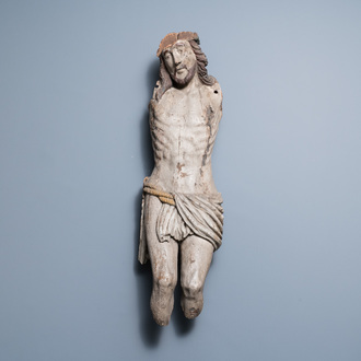 A large polychromed oak figure of Christ, 1st half 16th C.