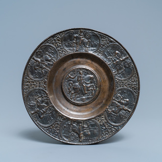 A German bronze commemorative dish for the Holy Roman Emperor Ferdinand III, Nuremberg, 17th C.