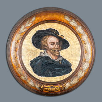 L'auto-portrait de Rubens en mosaïque de verre, signé G. vd Laan, vers 1900