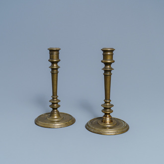 A pair of French bronze candlesticks, 2nd half 16th C.