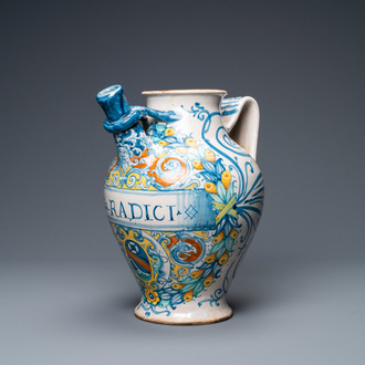 A large Italian maiolica armorial wet drug jar, Deruta, dated 1569