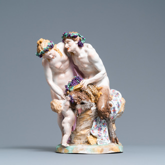 A large 'Bacchus' group, Meissen-style porcelain, late 19th C.