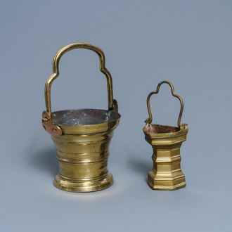 Two Flemish bronze holy water buckets, 1st half 16th C.