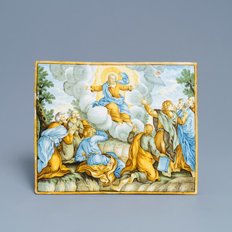 A polychrome 'Transfiguration of Jesus' plaque, Grue workshop, Castelli, Italy, 18th C.
