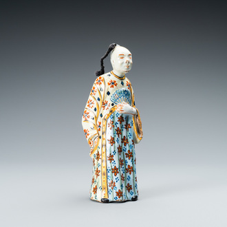 A polychrome Dutch Delft figure of a Chinaman, ca. 1800