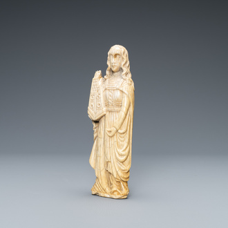 An ivory figure of Saint Barbara, 19th C.