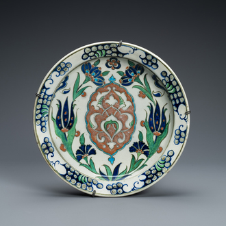 An Iznik-style pottery dish, Kütahya, Turkey, 19th C.