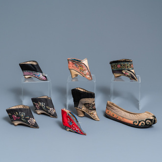 Eight Chinese lotus shoes, 19th C.