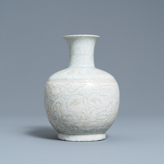 A Chinese qingbai vase with incised floral design, Song