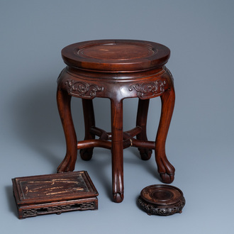 Three Chinese wooden stands, 19/20th C.