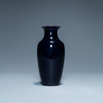 A Chinese monochrome aubergine-glazed vase, Kangxi