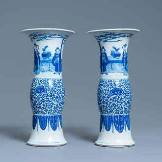 A pair of Chinese blue and white vases, Guangxu