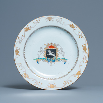 A Chinese Dutch market van Beeftingh armorial dish, Qianlong