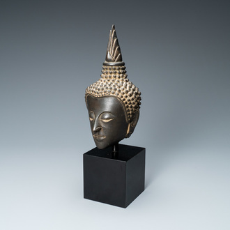 A Thai Ayutthaya-style bronze head of Buddha, 17/19th C.