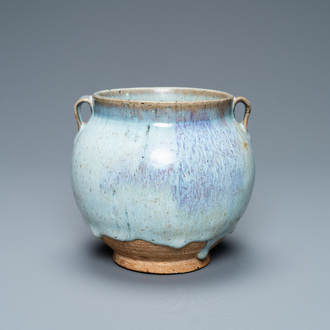 A globular Chinese junyao two-handled jar, Jin