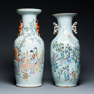 Deux vases en porcelaine de Chine qianjiang cai, 19/20ème